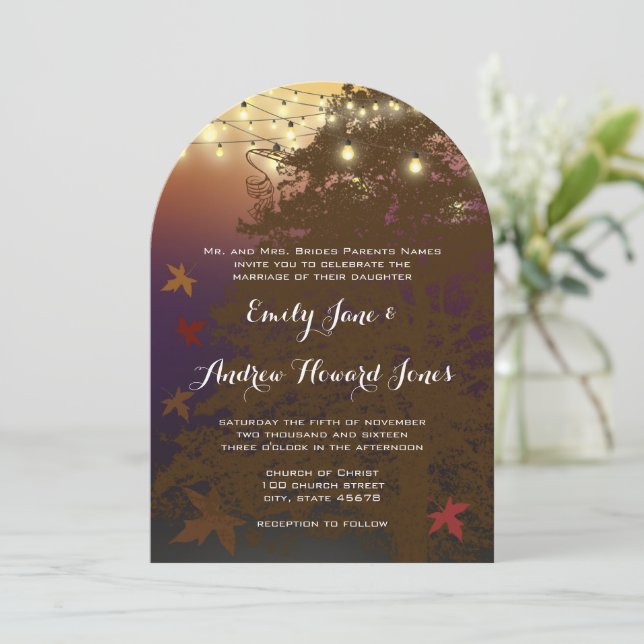 Invitación a la boda del árbol de arce marrón (Anverso de pie)