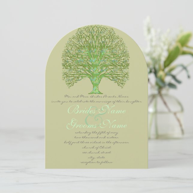 Invitación a la boda del árbol de encantamiento ve (Anverso de pie)
