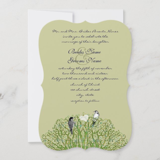 Invitación a la boda del árbol de girasol verde de (Anverso)