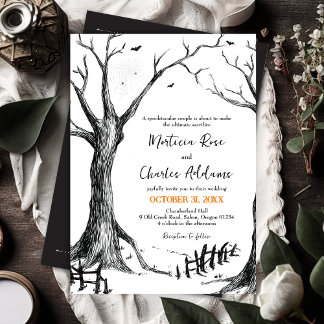 Invitación a la boda del árbol de halloween de tod