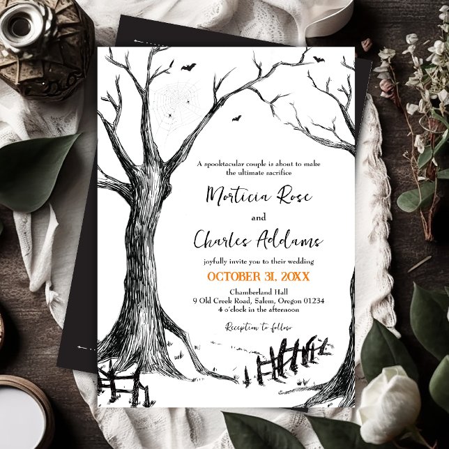 Invitación a la boda del árbol de halloween de tod (Subido por el creador)
