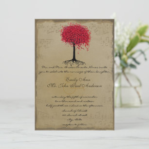 Invitación a la boda del árbol de hojas de corazón