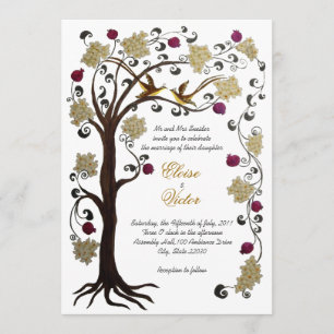 Invitación a la boda del árbol de la vida (v) crem