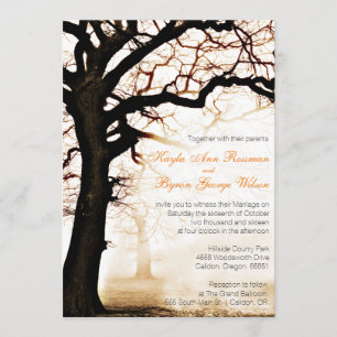 Invitación a la boda del árbol de otoño