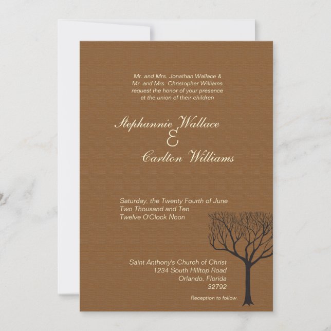 Invitación a la boda del árbol de otoño (Anverso)