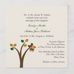 Invitación a la boda del árbol de otoño