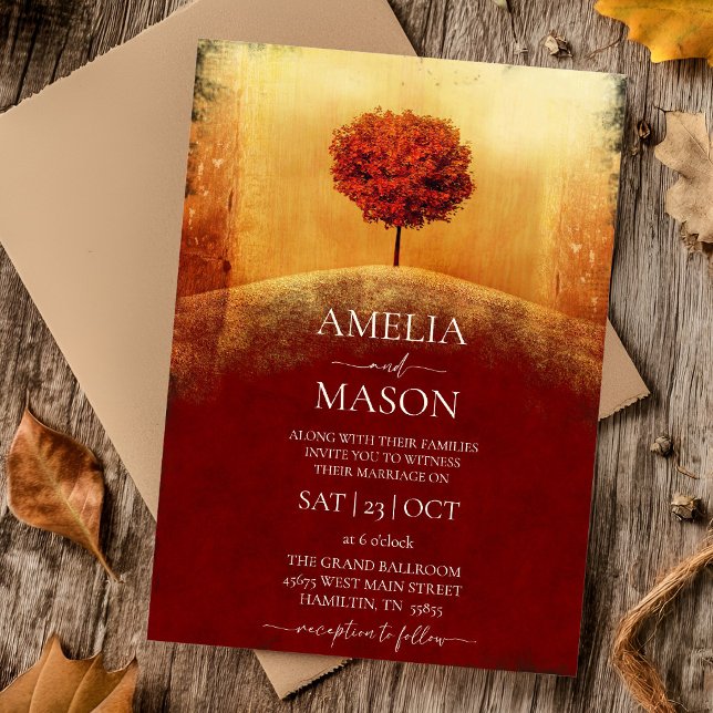 Invitación a la boda del árbol de otoño (Autumn Tree Elegant Wedding Invitation)