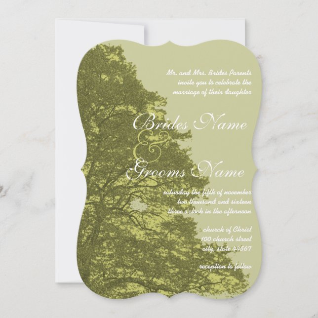 Invitación a la boda del árbol verde (Anverso)