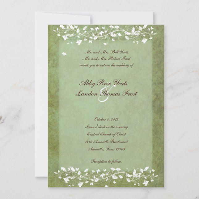 Invitación a la boda del árbol verde dorado