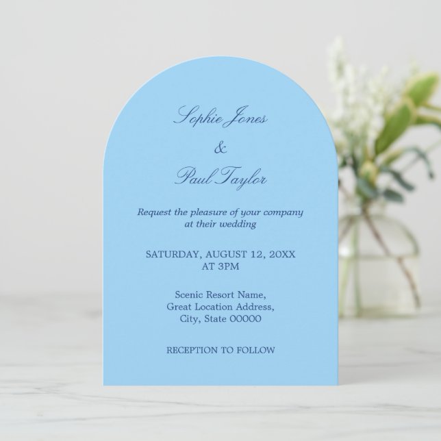 Invitación a la boda del Arco Azul de Cornflower (Anverso de pie)