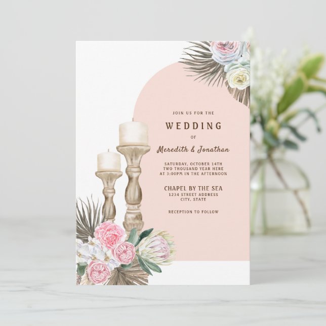 Invitación a la Boda del Arco de Velas Modernas (Anverso de pie)