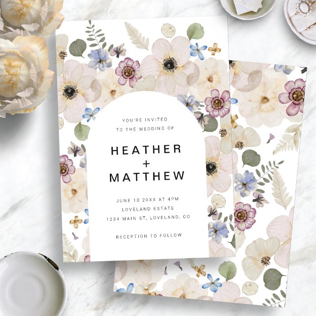 Invitación a la boda del arco floral (Boho Modern Floral Watercolor Arch Wedding Invitation by Painted Paperie
)