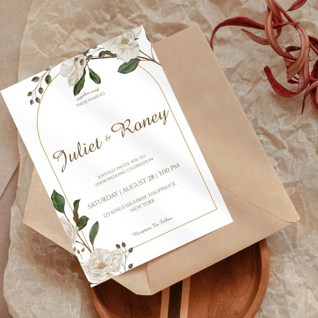 Invitación a la boda del arco floral blanco (Subido por el creador)
