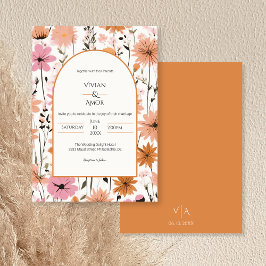 Invitación a la boda del arco floral de Peach