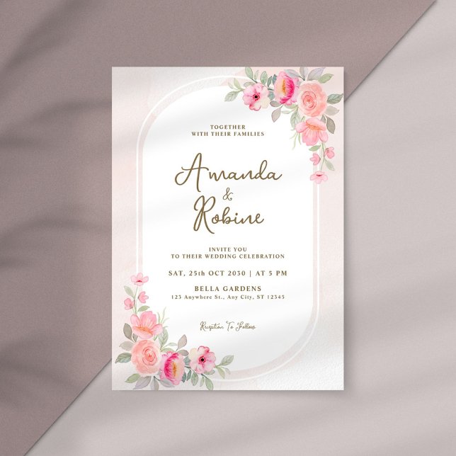 Invitación a la boda del Arco Floral Rosa de Rubor (Subido por el creador)