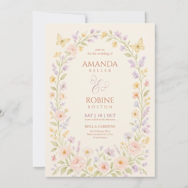 Invitación a la boda del arco floral suave (Anverso)
