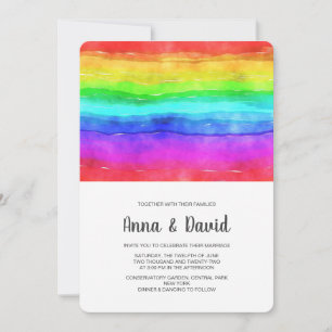Invitación a la boda del arco iris de color acuáti