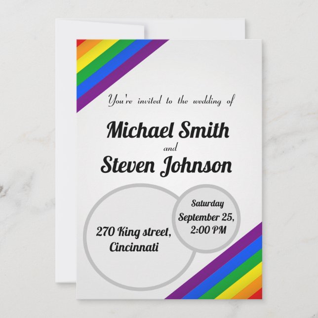 Invitación a la boda del arco iris LGBT (Anverso)