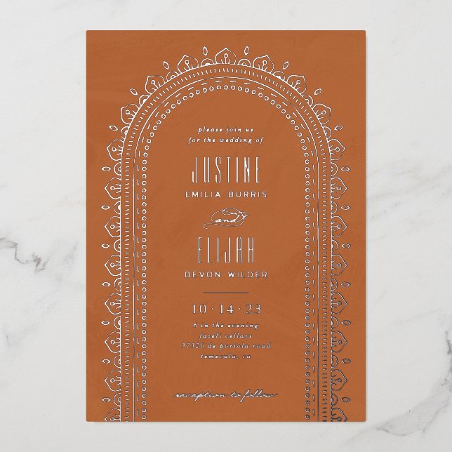 Invitación a la boda del Arco Ornato de Relieve me (Anverso)