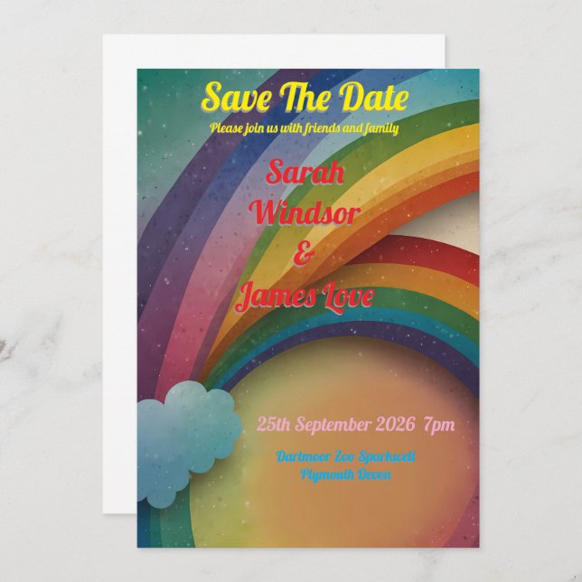 Invitación a la boda del arcoiris (Anverso / Reverso)