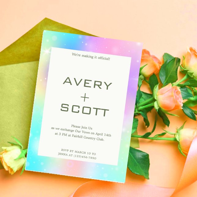 Invitación a la boda del arcoiris del Pastel moder (Subido por el creador)