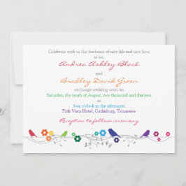 Invitación a la boda del arcoiris Flores de aves