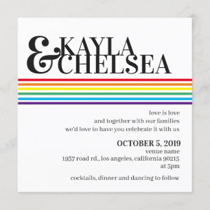 Invitación a la boda del arcoiris minimalista