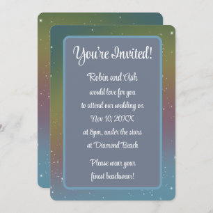 Invitación a la boda del arcoiris silenciado galác