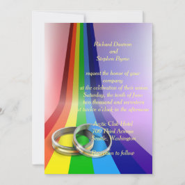 Invitación a la boda del arcoiris y los anillos ga