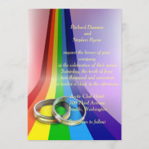 Invitación a la boda del arcoiris y los anillos ga