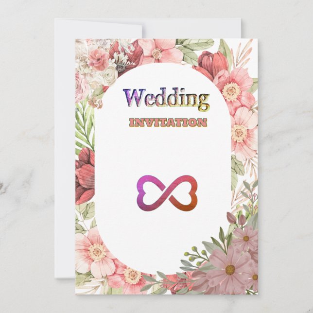 Invitación a la boda del arte floral rosado real (Anverso)