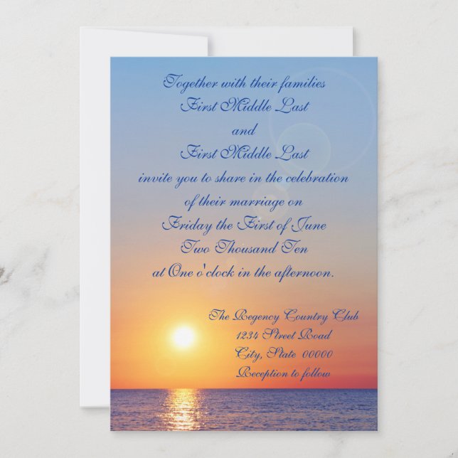 Invitación a la boda del atardecer (Anverso)