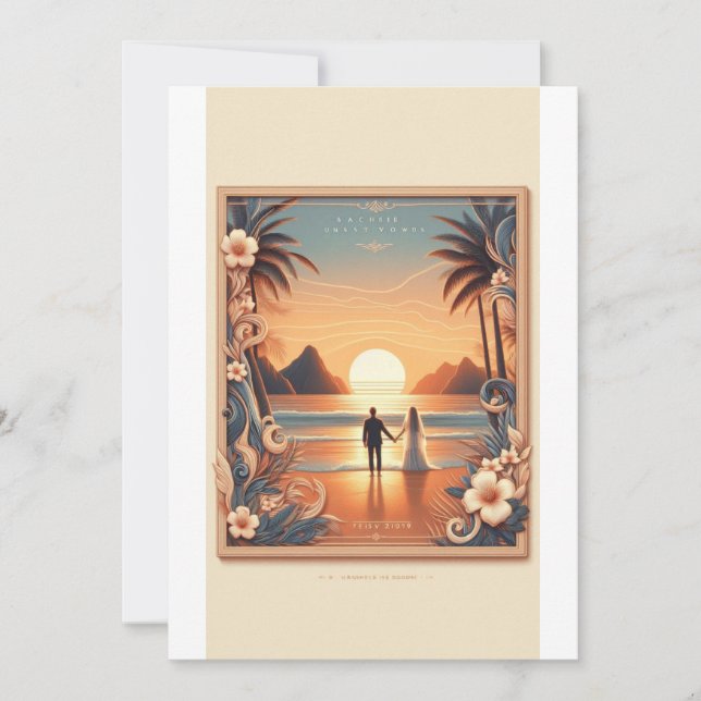 Invitación a la boda del atardecer en la playa | O (Anverso)
