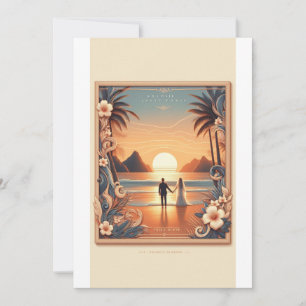 Invitación a la boda del atardecer en la playa   O