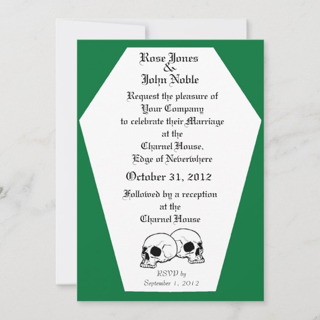 Invitación a la boda del ataúd (verde) (Anverso)
