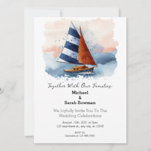 Invitación a la boda del barco de crucero en la pl