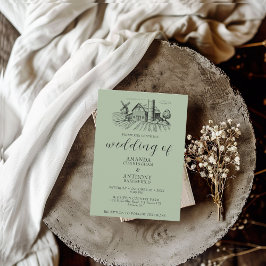 Invitación a la boda del Barn Occidental del País