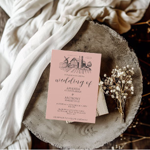 Invitación a la boda del Barn Occidental del País