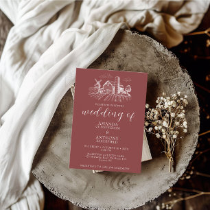 Invitación a la boda del Barn Occidental del País