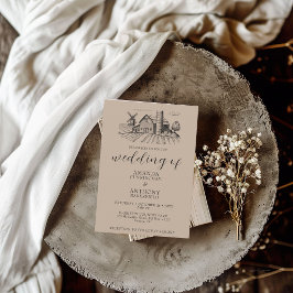Invitación a la boda del Barn Occidental del País