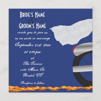 Invitación a la boda del Biker cromado y de encaje