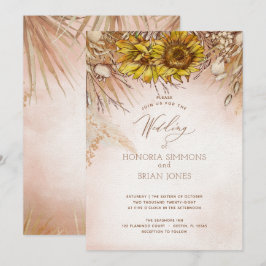 Invitación a la boda del Boho Bounty del girasol