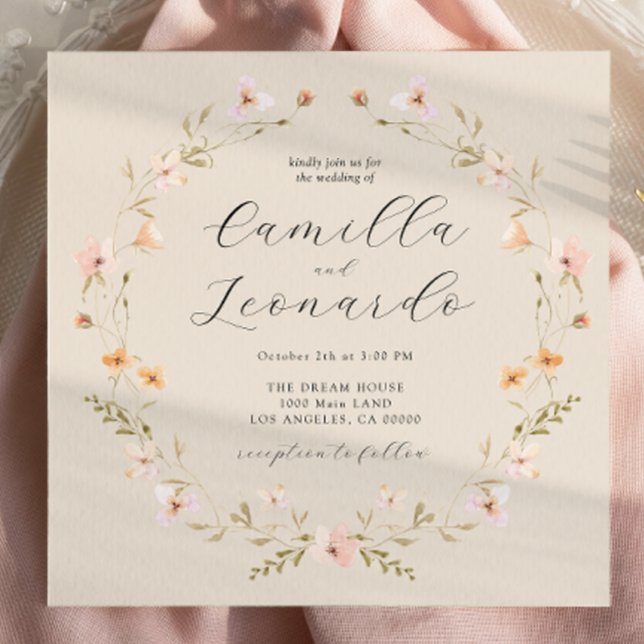Invitación a la boda del Boho de Flores Silvestres (Subido por el creador)