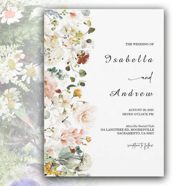 Invitación a la boda del Boho de Flores Silvestres (Subido por el creador)