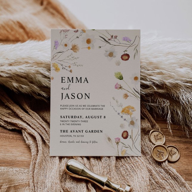 Invitación a la boda del Boho de Flores Silvestres (Subido por el creador)