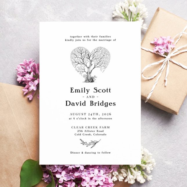 Invitación a la boda del Boho de Rustic Tree Heart (Subido por el creador)