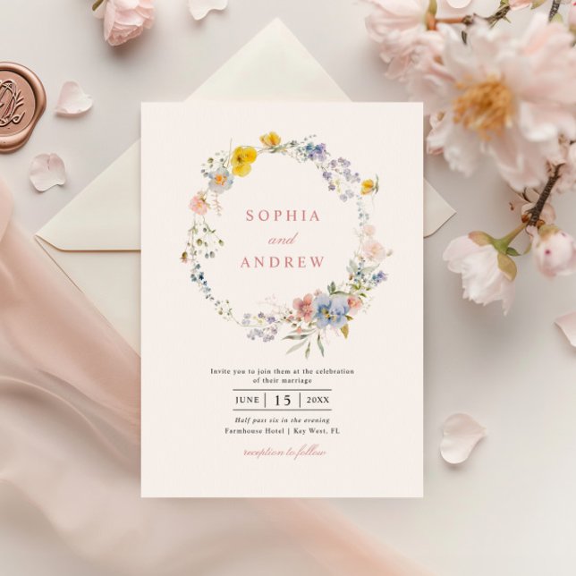 Invitación a la boda del Boho de Verano Wildflower (Subido por el creador)