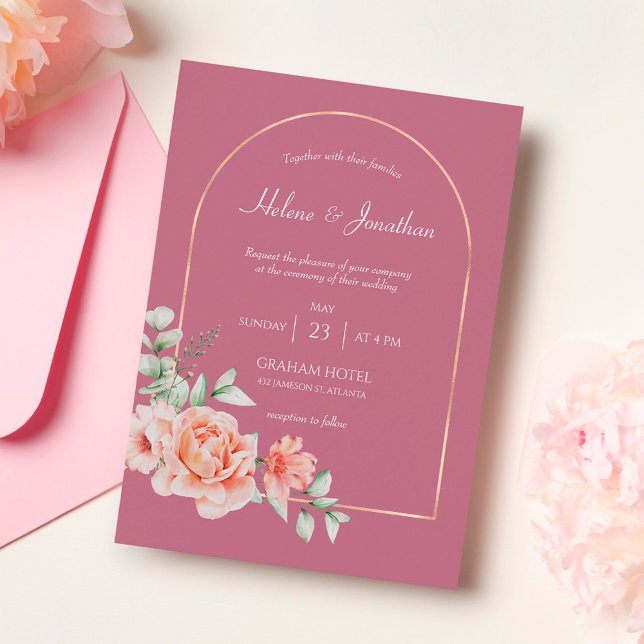 Invitación a la boda del Boho del Arco de Oro Rosa (Subido por el creador)