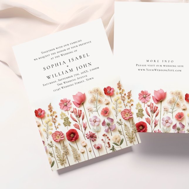 Invitación a la boda del Boho Rosado Pastel Flores (Subido por el creador)