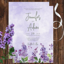 Invitación a la boda del Boho Watercolor Lilac Flo